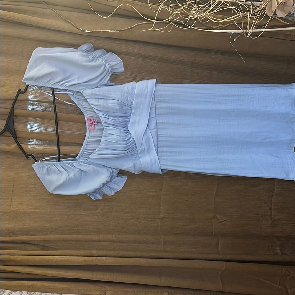Light Blue Puff Sleeve Dress